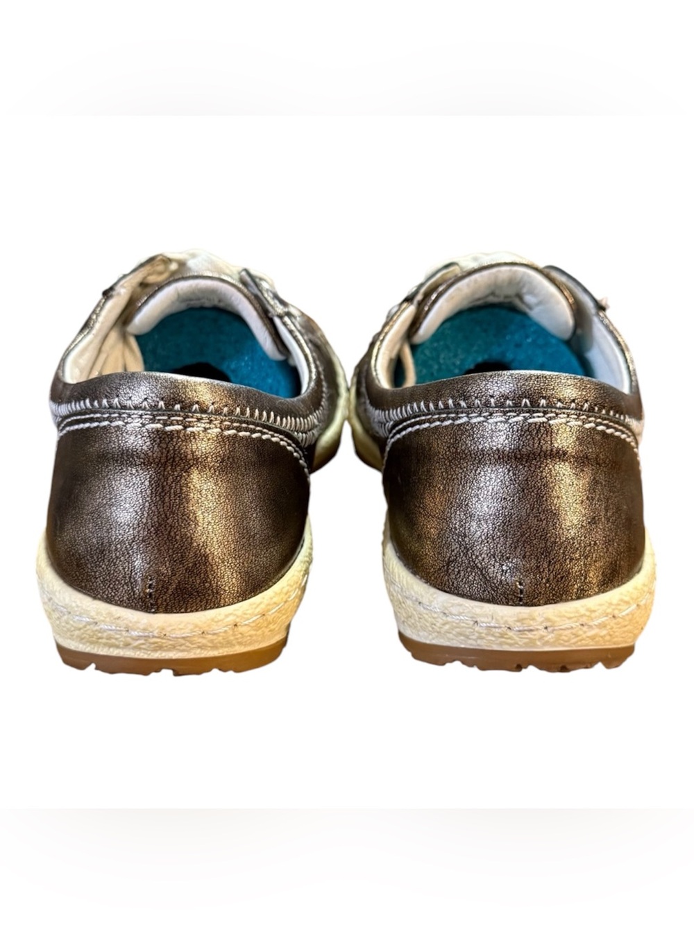 Josef Seibel 'Caspian' Metallic Leather Sneakers Pewter/Silver Women’s Size 7.5 - Picture 2 of 8